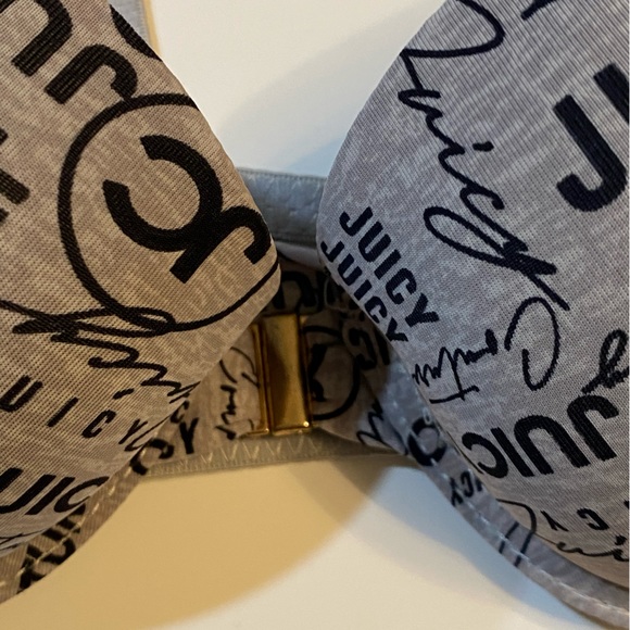2/$40 34B Juicy Couture Grey Padded Bra with Front Closure Metal T-back Racer - Picture 8 of 11